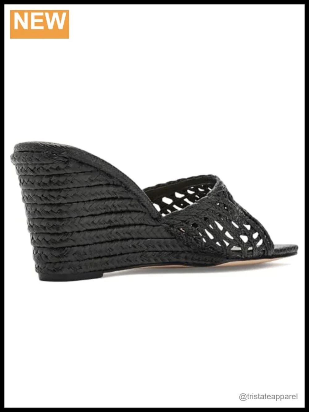 Woven Open Square Toe Slip On Wedge Sandals PU
